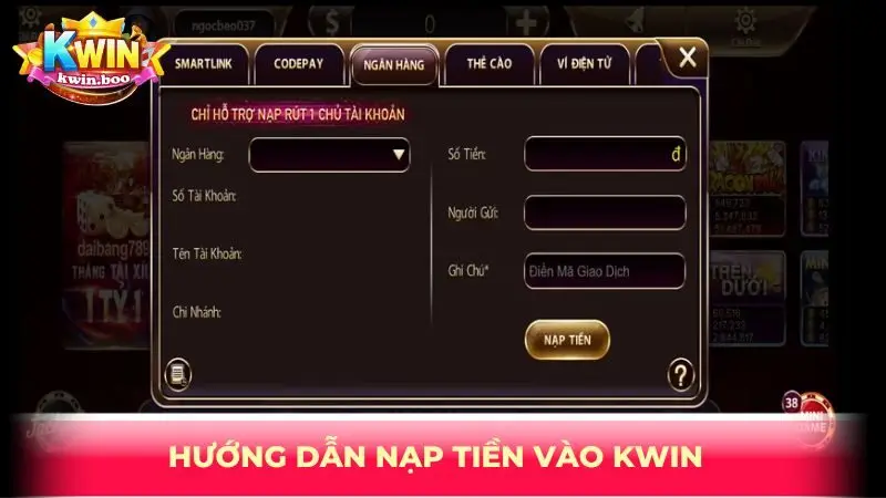 Hướng dẫn nạp tiền vào KWIN